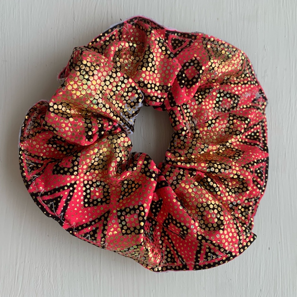 Red & Silver Metallic Scrunchie Hair Accessory - Picture 2 of 6